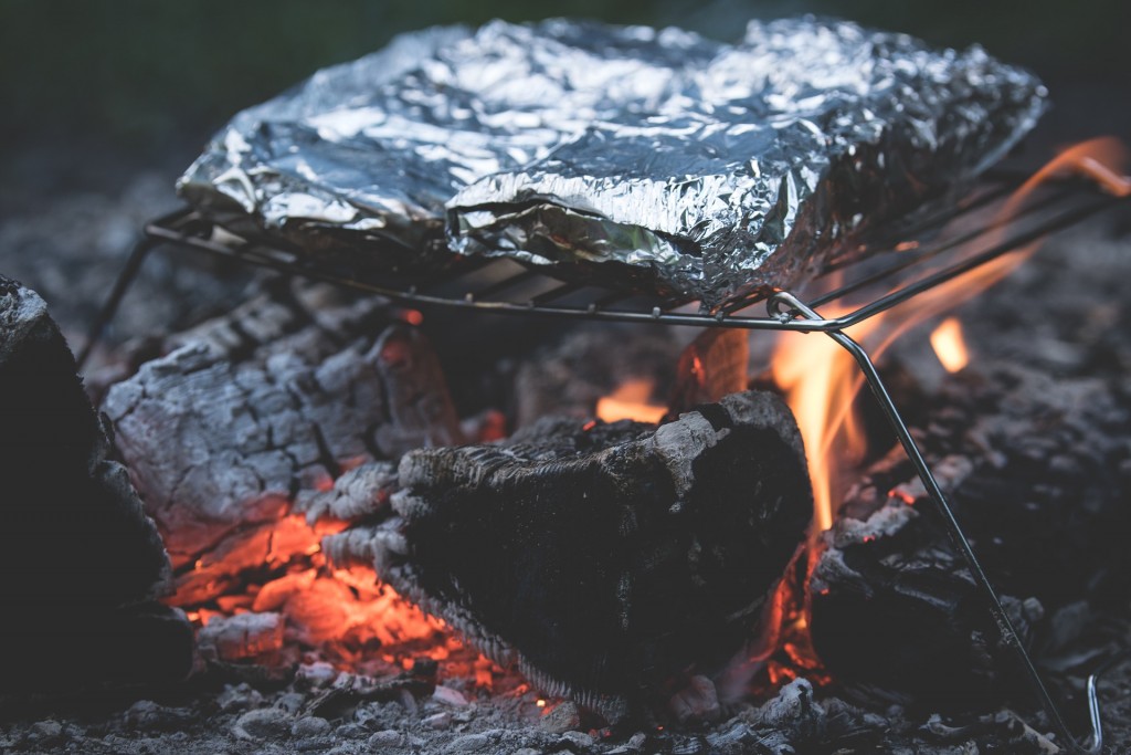 When it comes to cooking over a campfire, you'll want to bring along plenty of aluminum foil for easy clean-up.